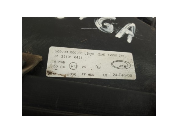 81251016451 FARO IZQUIERDO  MAN TGA|Desguaces La Cabaña