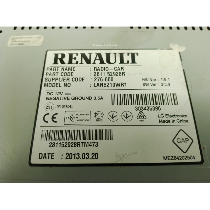 281152928R RADIO RENAULT CLIO IV (BH_)|Desguaces La Cabaña