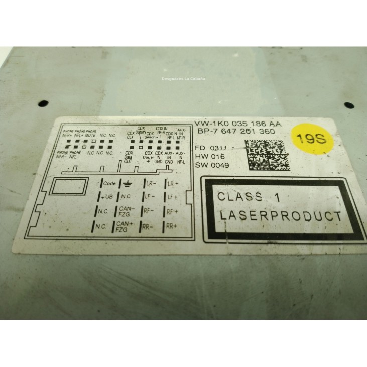 1K0035186AA, RADIO VW PASSAT (362)|Desguaces La Cabaña