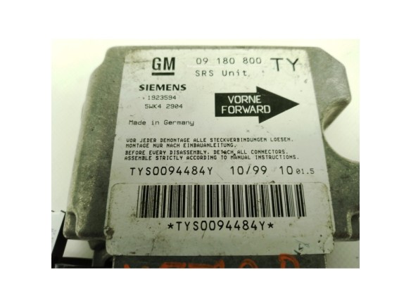 09180800TY, CENTRALITA AIRBAG OPEL VECTRA B (J96)|Desguaces La Cabaña