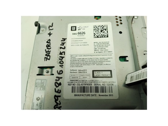 64026626 RADIO OPEL ZAFIRA TOURER C (P12)|Desguaces La Cabaña