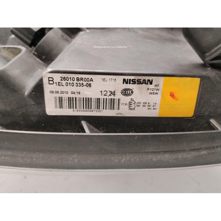  26010BR00A FARO DERECHO NISSAN QASHQAI / QASHQAI +2 I (J10, JJ10)|Desguaces La Cabaña