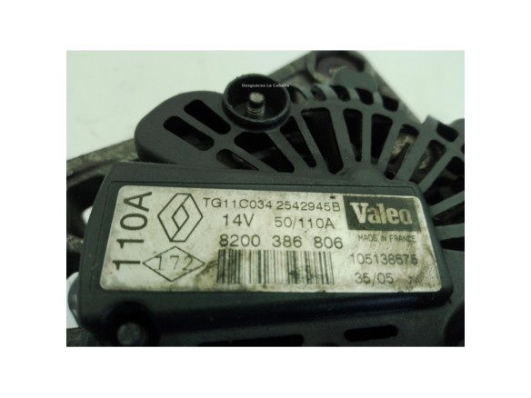 7701476808, 8200386806 ALTERNADOR RENAULT MEGANE II (BM0/1_, CM0/1_)|Desguaces La Cabaña