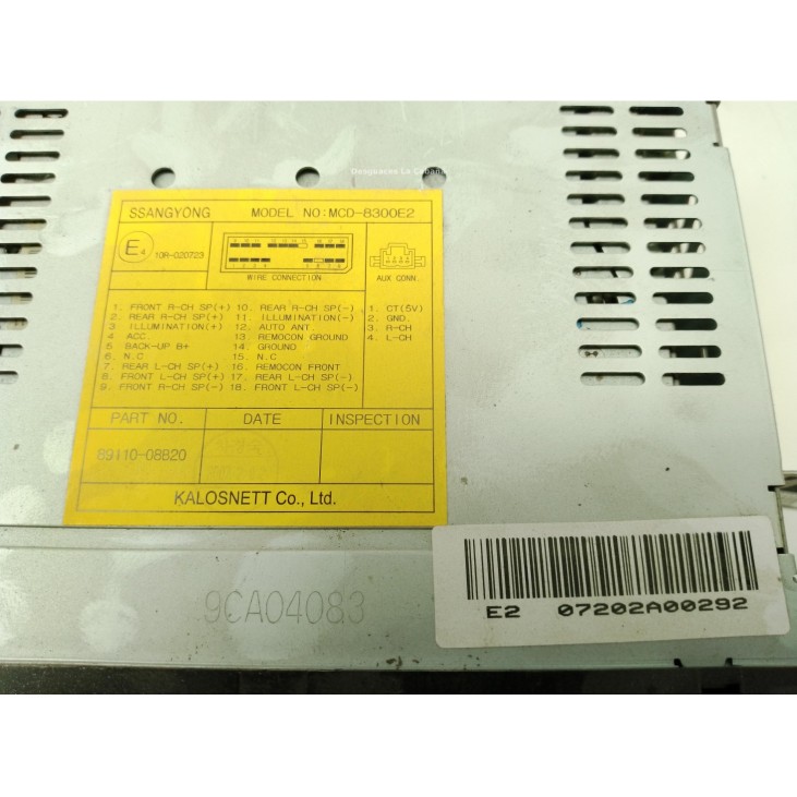 MCD8300E2, RADIO SSANGYONG REXTON (GAB_)|Desguaces La Cabaña