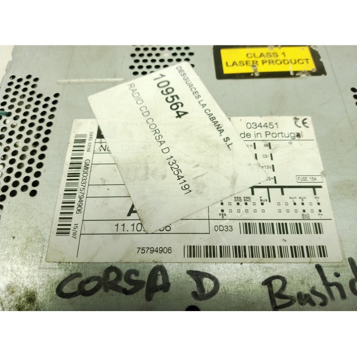 13254191, RADIO OPEL CORSA D (S07)|Desguaces La Cabaña