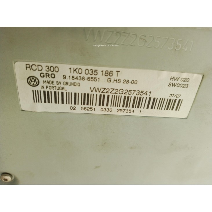 1K0035186T RADIO VW GOLF V (1K1)|Desguaces La Cabaña