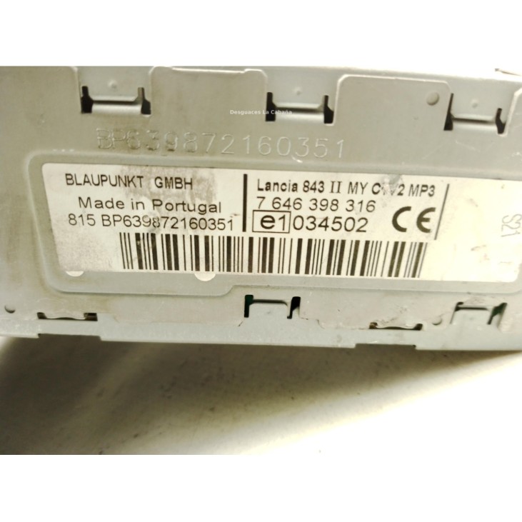 7646398316 RADIO LANCIA YPSILON (843_)|Desguaces La Cabaña
