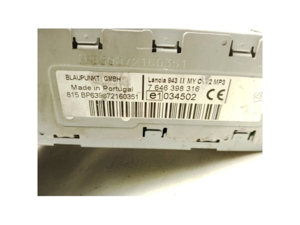 7646398316 RADIO LANCIA YPSILON (843_)|Desguaces La Cabaña