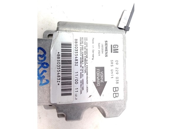 09229038BB, CENTRALITA AIRBAG OPEL CORSA B (S93) |Desguaces La Cabaña