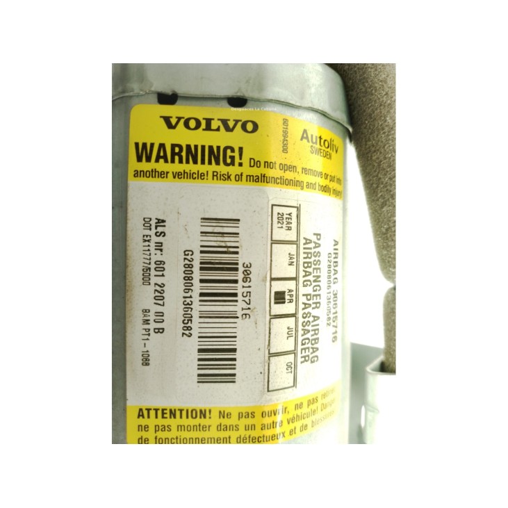 AIRBAG DER VOLVO S40 II (544)|Desguaces La Cabaña