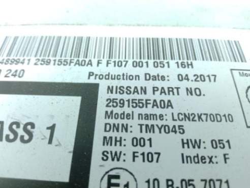 259155FA0A PANTALLA MULTIMEDIA NISSAN MICRA V (K14) |Desguaces La Cabaña